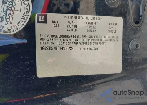 2008 Pontiac G6 Gt z USA, uszkodzony, nr VIN 1G2ZH57N084163724